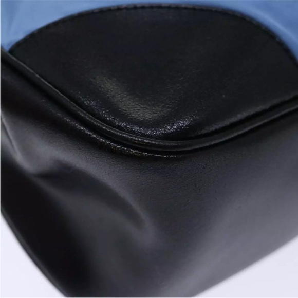 PRADA Shoulder Bag in Blue Nylon with Black Leather Authentic - Picture 13 of 16